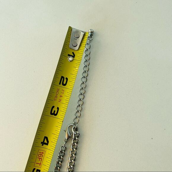 NORDSTROM REVOLVE Silver Gunmetal Stud Charm Layered Multi Statement Necklace - Picture 5 of 8